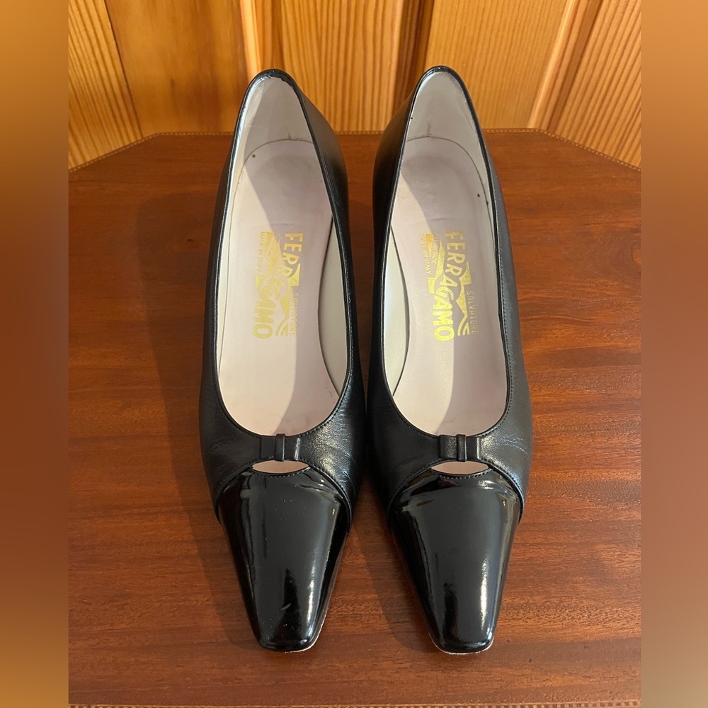 Salvatore Ferragamo Black Patent Leather Heels